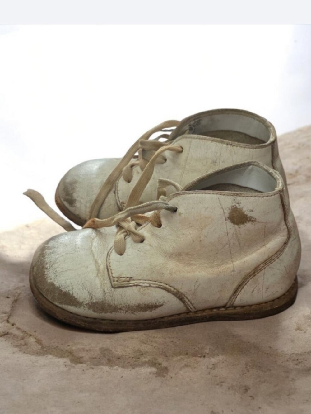 Vintage Baby Shoes Mid Century White Leather Toddler Walker Boots Jumping Jacks - Picture 2 of 16